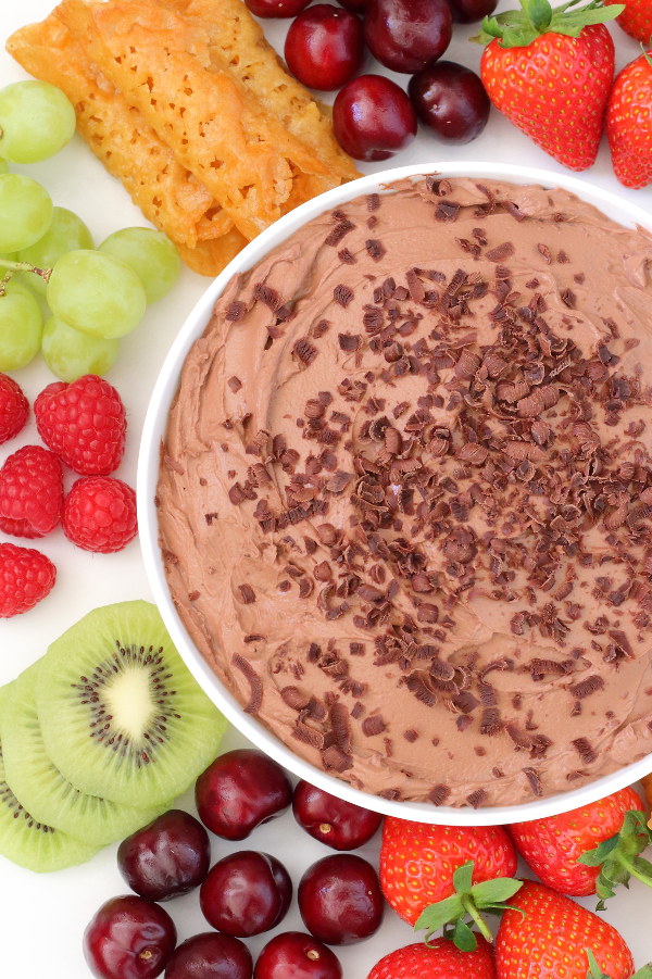 Chocolate Fruit Dip Recipe - Only three ingredients to make this thick, creamy (& healthy) fruit dip!