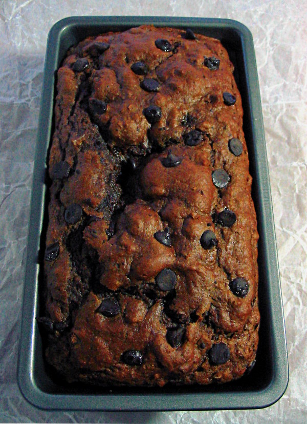 Hazelnut chocolate chip quick bread - try serving warm with vanilla ice-cream!
