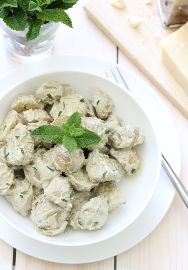 Potato Salad with Mint Pesto Recipe - A fresh twist on a classic summer side dish (no mayo!)