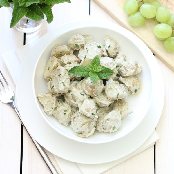 Potato Salad with Mint Pesto Recipe - A fresh twist on a classic summer side dish (no mayo!)